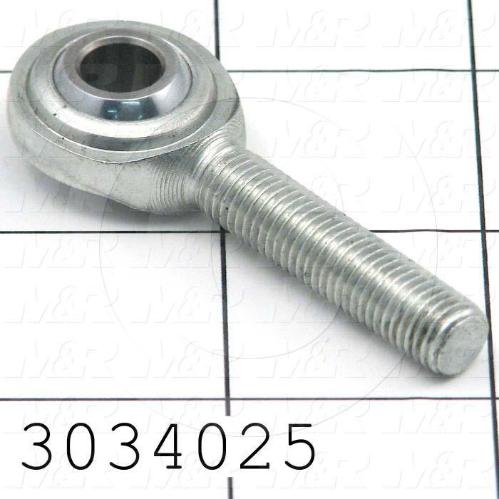 Rod End and Spherical Bearing, Male, Left Hand, 5/16-24 Thread Size, 0.313" Inside Diameter, 0.437" Ball With, 1.875" Base to Center, Steel Body, Steel Race, Steel Ball, 2