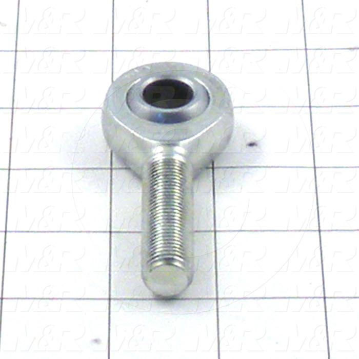 Rod End and Spherical Bearing, Male, Right Hand, 1/2-20 Thread Size, 0.50 in. Inside Diameter, 0.625" Ball With, 2.438" Base to Center, Steel Body, Steel Ball, 1