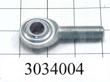 Rod End and Spherical Bearing, Male, Right Hand, 1/2-20 Thread Size, 0.50 in. Inside Diameter, 0.625" Ball With, 2.438" Base to Center, Steel Body, Steel Ball, 1