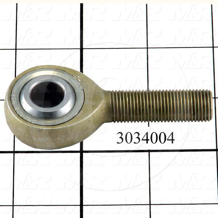 Rod End and Spherical Bearing, Male, Right Hand, 1/2-20 Thread Size, 0.50 in. Inside Diameter, 0.625" Ball With, 2.438" Base to Center, Steel Body, Steel Ball, 1