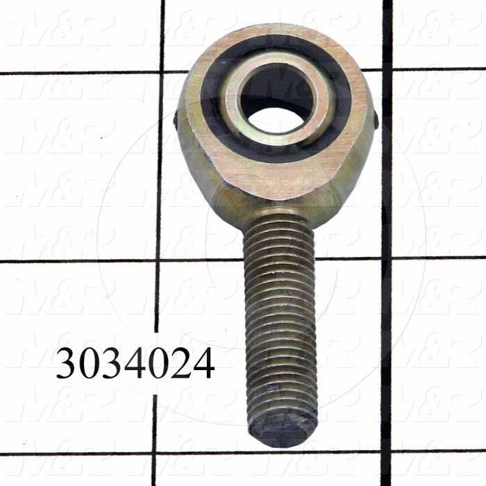 Rod End and Spherical Bearing, Male, Right Hand, 5/16-24 Thread Size, 0.313" Inside Diameter, 0.437" Ball With, 1.875" Base to Center, Steel Body, Steel Race, Steel Ball, 2