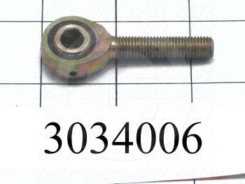 Rod End and Spherical Bearing, Male, Right Hand, 5/16-24 Thread Size, Steel Body, Steel Ball