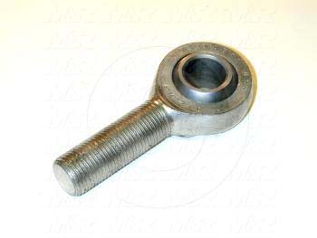 Rod End and Spherical Bearing, Male, Right Hand, 5/8-18 Thread Size, 0.625 in. Inside Diameter, 0.750" Ball With, 2.625" Base to Center, Steel Body, Steel Ball, 1