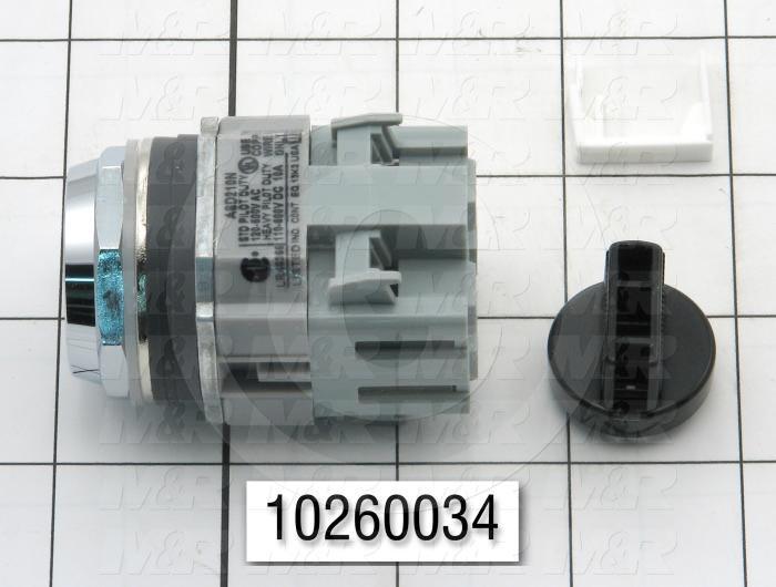 Selector Switch, 2 Positions, Maintained, Black, 1NO