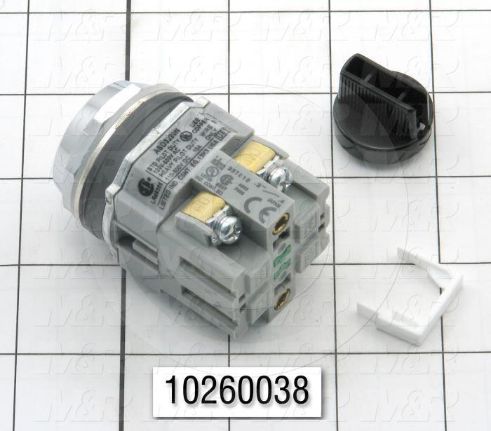 Selector Switch, 3 Positions, 1NO 1NC