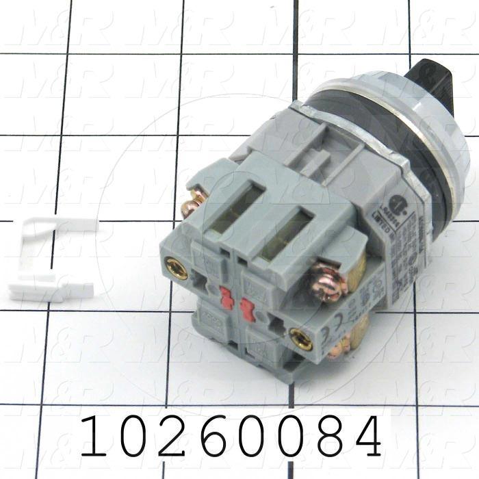 Selector Switch, Knob Operator, 2 Positions, Maintained, 2NC