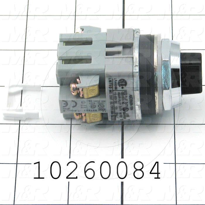 Selector Switch, Knob Operator, 2 Positions, Maintained, 2NC