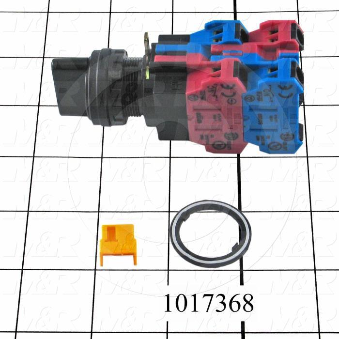 Selector Switch, Knob Operator, 4 Positions, Maintained, 2NO 2NC