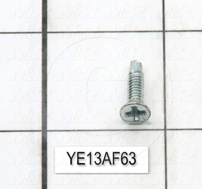 Self-Drilling Screw, Flat Phillips Head, 6-32 Thread Size, Right Hand Thread Direction, 5/8" Screw Length, Steel Material, Zinc