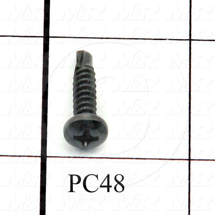 Self-Drilling Screw, Pan Phillips Head, 8-18 Thread Size, 0.75" Length Under the Head, Right Hand Thread Direction, 3/4" Screw Length, Steel Material, Black Oxide