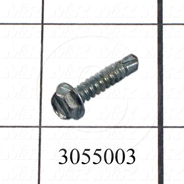 Self-Drilling Screw, Slotted Hex Washer Head, 8-18 Thread Size, 0.75" Length Under the Head, Right Hand Thread Direction, 3/4" Screw Length, Steel Material, Zinc