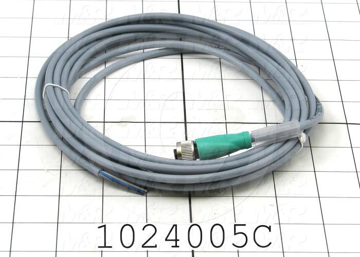 Sensor Cable, Receptacle, 5-Contact, 250V, 4A, M12 Quick Connect, 5m