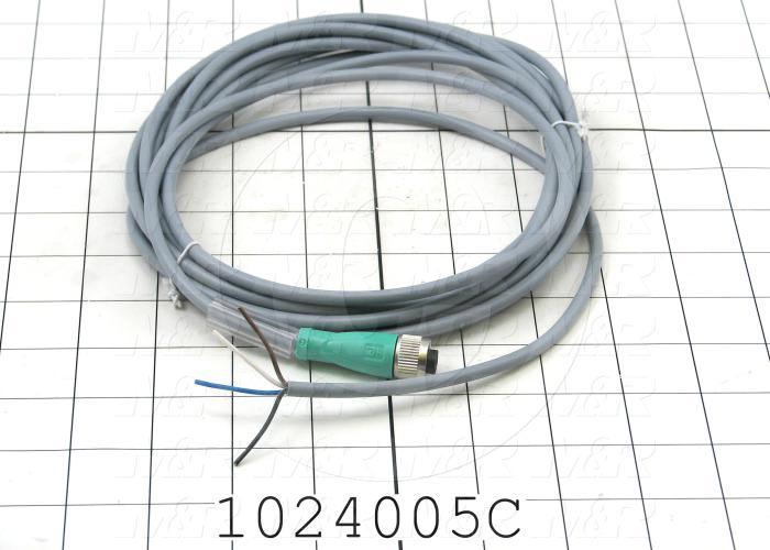 Sensor Cable, Receptacle, 5-Contact, 250V, 4A, M12 Quick Connect, 5m