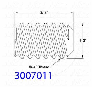 Set Screws, Socket, 4-40 Thread Size, 3/16 in. Length, Cup Point, Steel, Black