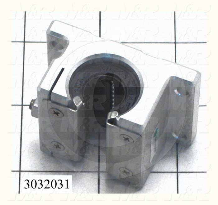 Shaft Guide, Block w/ Ball Open Bearing, Aluminum Anodized Material, 0.50" Shaft Dia., 2" Width of Block, 1 1/2" Length of Block, End Seals (Single)