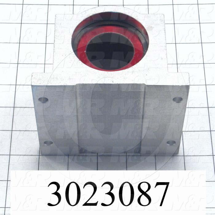 Shaft Guide, Block w/ Plane Closed Bearing, Aluminum Anodized Material, 1 1/2" Shaft Dia., 4 3/4" Width of Block, 4" Length of Block