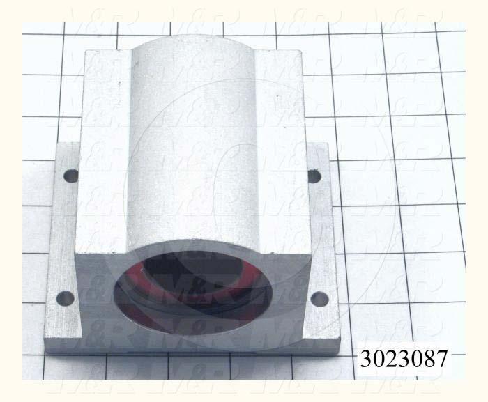 Shaft Guide, Block w/ Plane Closed Bearing, Aluminum Anodized Material, 1 1/2" Shaft Dia., 4 3/4" Width of Block, 4" Length of Block