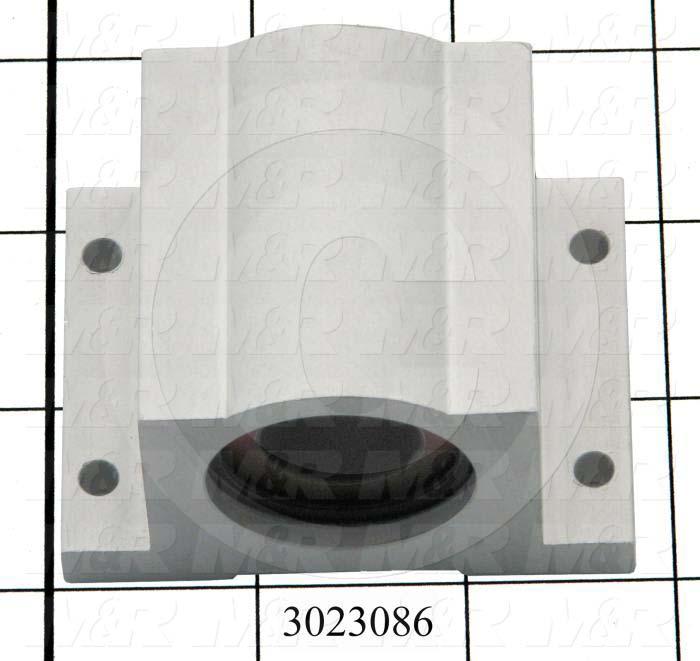 Shaft Guide, Block w/ Plane Closed Bearing, Aluminum Anodized Material, 3/4" Shaft Dia., 2 3/4" Width of Block, 2 1/16" Length of Block