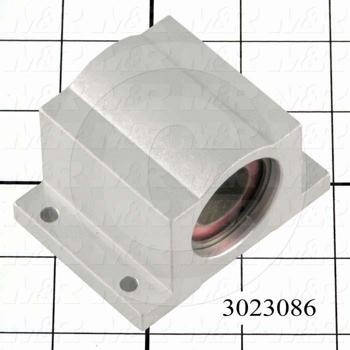 Shaft Guide, Block w/ Plane Closed Bearing, Aluminum Anodized Material, 3/4" Shaft Dia., 2 3/4" Width of Block, 2 1/16" Length of Block