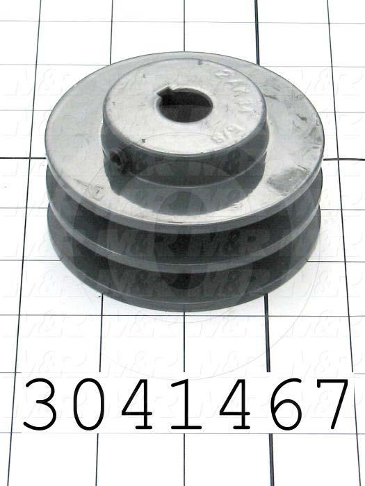 Sheaves, Double Groove, 1A274 Sheave Type, Cylindrical Bore Type, 0.63 in. Bore Size, 3.450" Outside Diameter, Steel Material