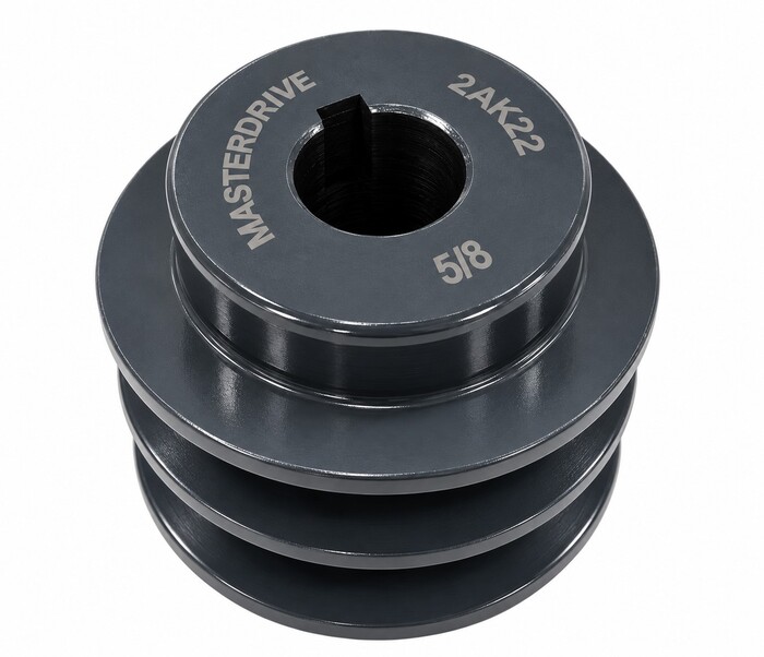 Sheaves, Double Groove, 2AK22 Sheave Type, Cylindrical with Keyway Bore Type, 5/8" Bore Size, 2.25 in. Outside Diameter, Cast Iron Material
