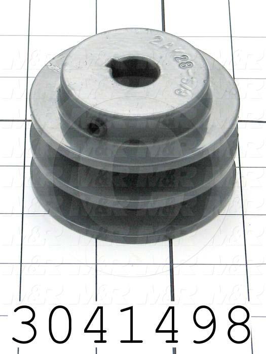 Sheaves, Double Groove, 2AK28 Sheave Type, Cylindrical Bore Type, 0.63 in. Bore Size, 2.85" Outside Diameter