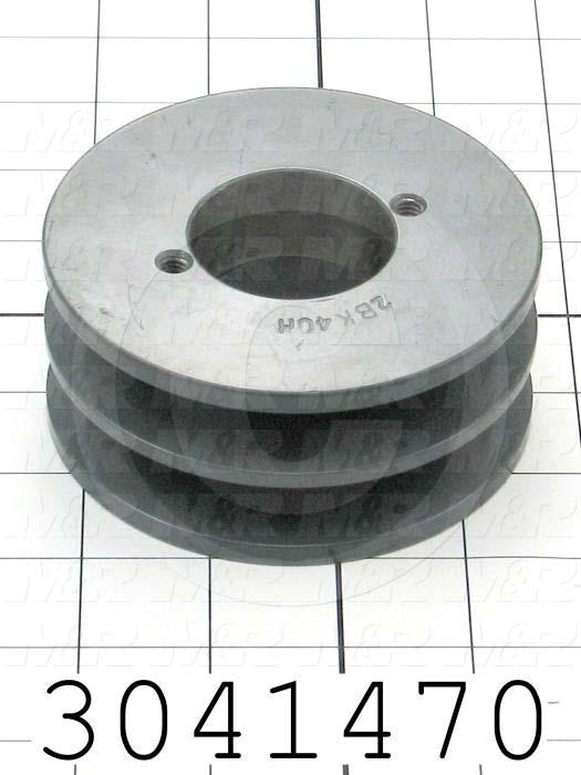 Sheaves, Double Groove, 2BK40H Sheave Type, Q-D H Bushing Bore Type, 3.950" Outside Diameter, Steel Material