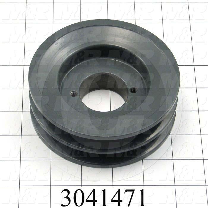 Sheaves, Double Groove, 2BK52H Sheave Type, Q-D H Bushing Bore Type, 4.95" Outside Diameter, Steel Material