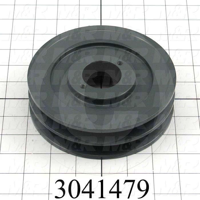 Sheaves, Double Groove, 2BK62H Sheave Type, Split Taper  H Bushing Bore Type, 5.95" Outside Diameter, Cast Iron Material