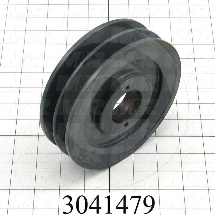 Sheaves, Double Groove, 2BK62H Sheave Type, Split Taper  H Bushing Bore Type, 5.95" Outside Diameter, Cast Iron Material