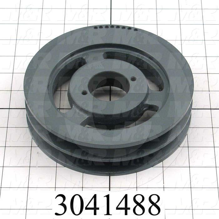 Sheaves, Double Groove, 2BK67H Sheave Type, Q-D H Bushing Bore Type, 6.450" Outside Diameter, Cast Iron Material