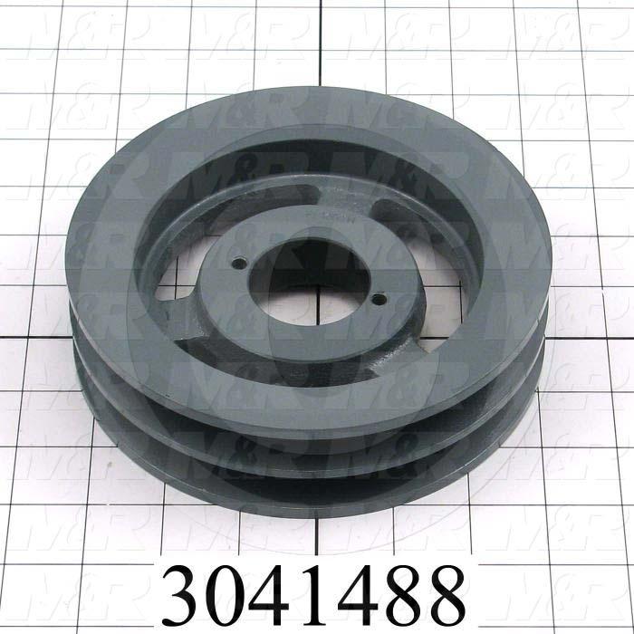 Sheaves, Double Groove, 2BK67H Sheave Type, Q-D H Bushing Bore Type, 6.450" Outside Diameter, Cast Iron Material