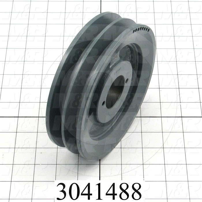 Sheaves, Double Groove, 2BK67H Sheave Type, Q-D H Bushing Bore Type, 6.450" Outside Diameter, Cast Iron Material
