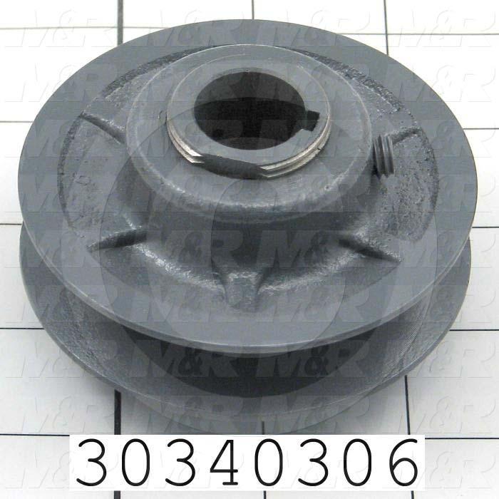 Sheaves, Single Groove, 1VP34 Sheave Type, Cylindrical with Keyset Bore Type, 0.75" Bore Size, 3.150" Outside Diameter, Cast Iron Material