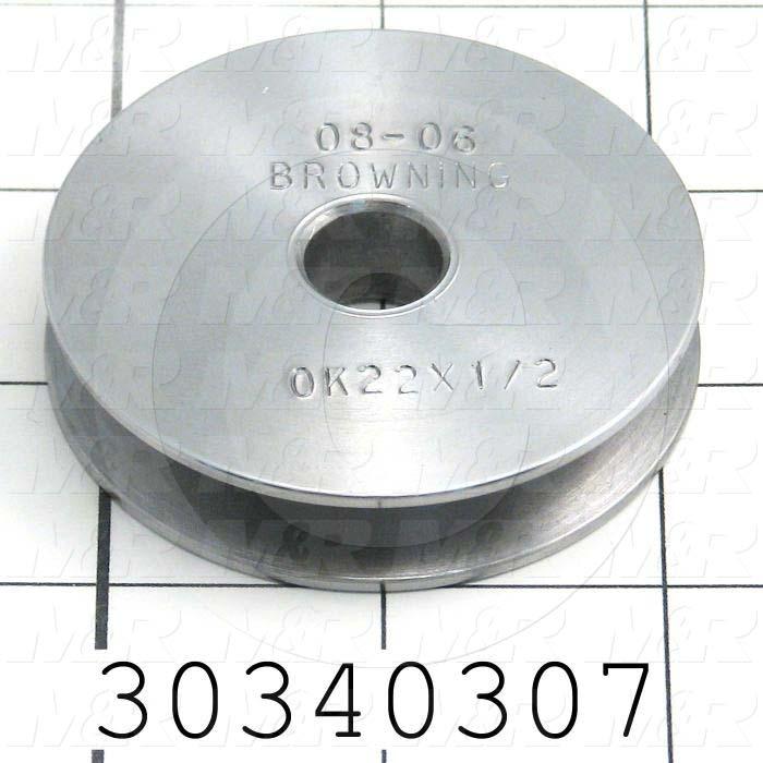 Sheaves, Single Groove, OK22 Sheave Type, Cylindrical Bore Type, 0.50" Bore Size, 2.40" Outside Diameter, Steel Material