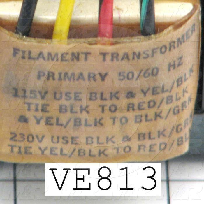 Single Phase Transformer, Filament, 1000W, 115/230V Primary Voltage, 12.6V Secondary Voltage, 50/60Hz