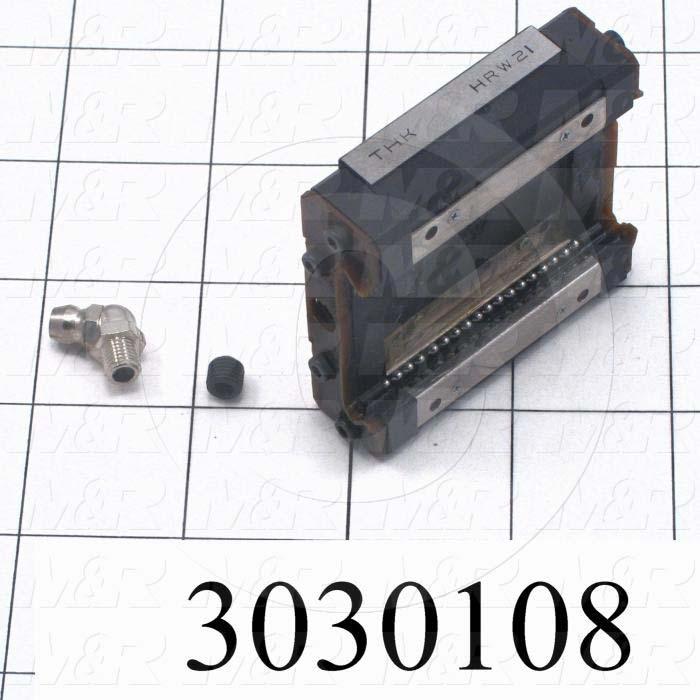 Slide (Rail) Guide, Slide Block, Steel, Standard Accuracy, 37 mm Width of Rail, 54 mm Width of Block, 58.8 mm Length of Block
