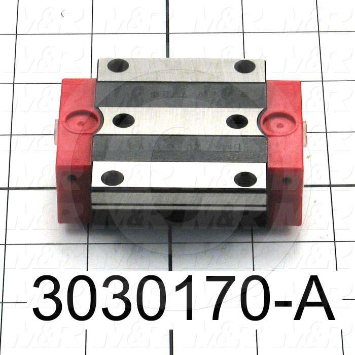 Slide (Rail) Guide, Slide Block, Steel, Standard Accuracy, 63 mm Width of Block, 75.5 mm Length of Block, End, Side, & Inner Seals Contamination Protection, With Fitting M6