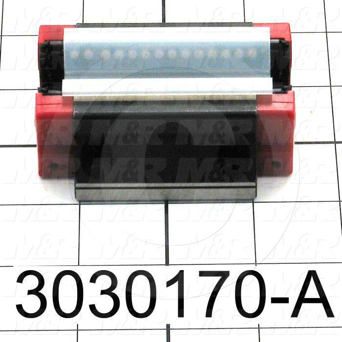 Slide (Rail) Guide, Slide Block, Steel, Standard Accuracy, 63 mm Width of Block, 75.5 mm Length of Block, End, Side, & Inner Seals Contamination Protection, With Fitting M6