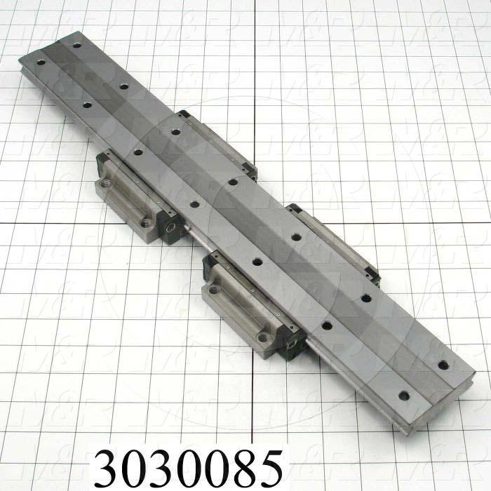 Slide (Rail) Guide, Slide Guide- Set, Steel, 69 mm Width of Rail, 520 mm Length of Rail, 120 mm Width of Block, 107 mm Length of Block, 35 mm Height of the Set