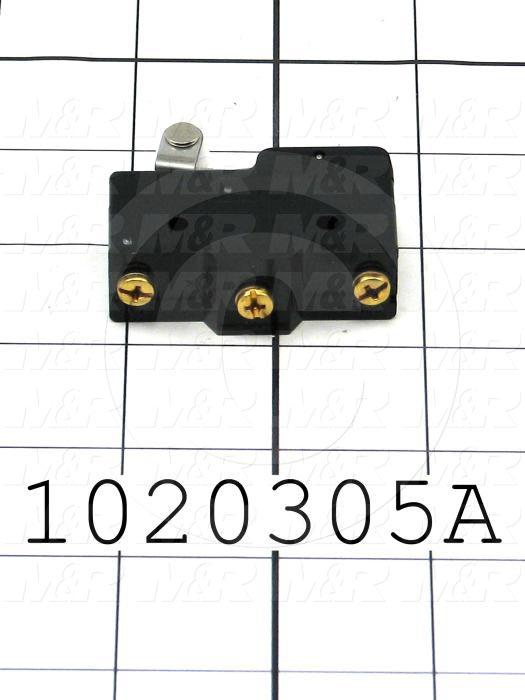 Snap Action Switch, Heavy Duty, SPDT, 125V, 20A, Screw Terminal, Short Hinge Roller Lever