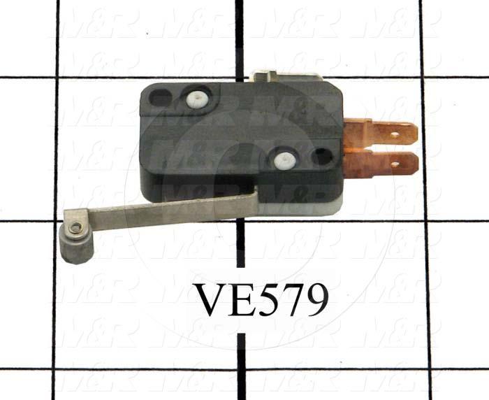 Snap Action Switch, SPDT, 125/250V, 15A, Quick Connection Terminal, Hinge Roller Lever