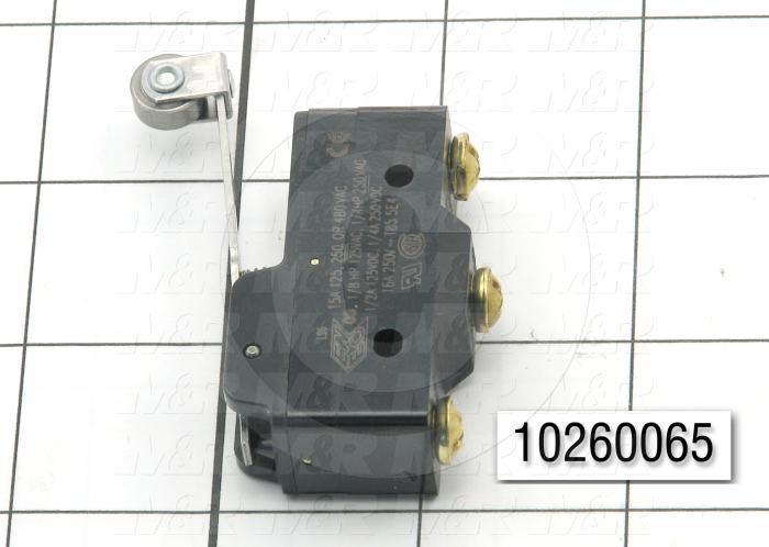 Snap Action Switch, SPDT, 125V, 15A, Hinge Roller Lever