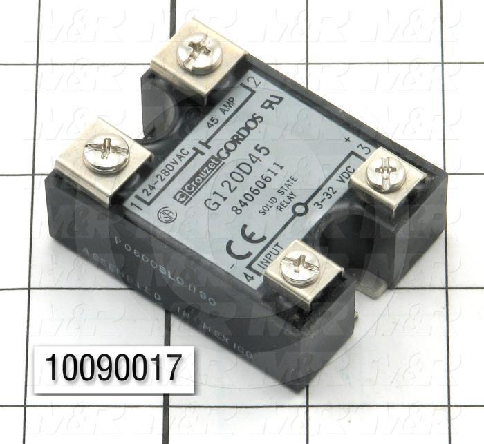 Solid State Relay, 1 Pole, 3-32VDC Input, 24-280VAC Output, 45A