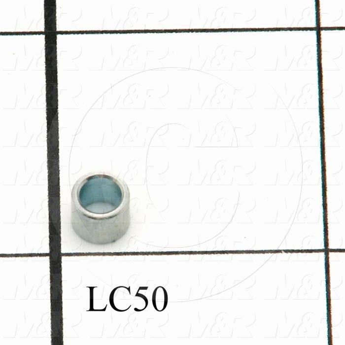 Spacers and Standoffs, Female Unthreaded Round Spacer Type, 0.22" Outside Diameter, 0.156" Inside Diameter, 0.175" Overall Length, Steel Material, Cadmium Finish