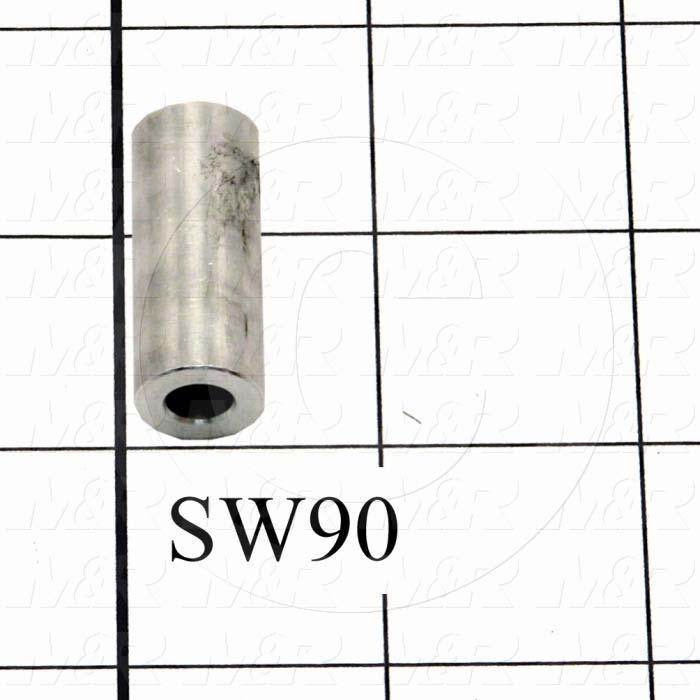 Spacers and Standoffs, Female Unthreaded Round Spacer Type, 0.50" Outside Diameter, 0.25 in. Inside Diameter, 1.25 in. Overall Length, Aluminum Material