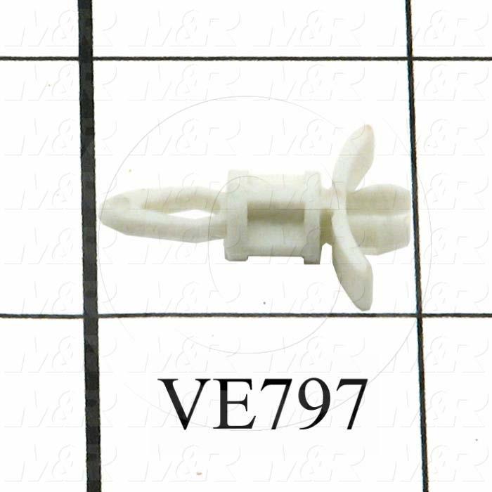 Spacers and Standoffs, Male Unthreaded Round Spacer Type, 0.276" Outside Diameter, 0.98" Overall Length, Plastic Material, Plain Finish