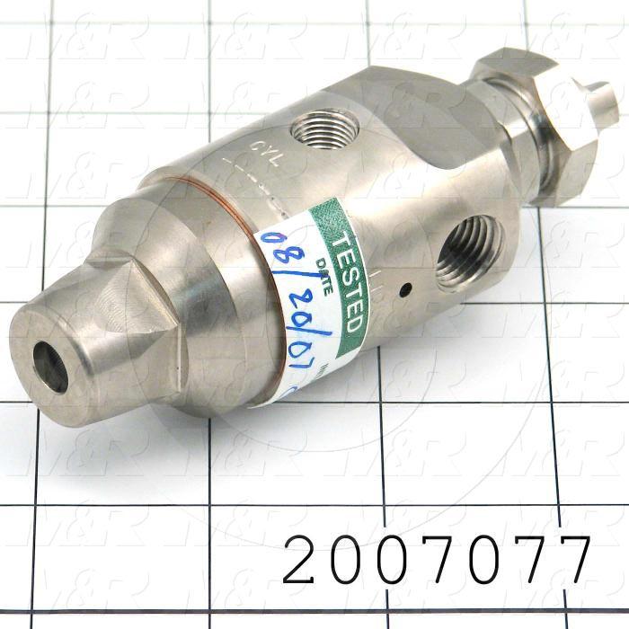 Spraying Systems, Air Atomizing Nozzle, Flat Pattern, Shut-Off Needle Type, 1/4 in. NPT Liquid Inlet, 1/4" NPT Air Inlet