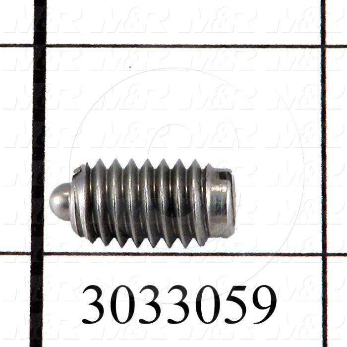 Spring Plungers, Ball Nose, 5/16-18 Thread Size, Stainless Steel Material, 0.562" Thread Length, 0.646" Overall Length