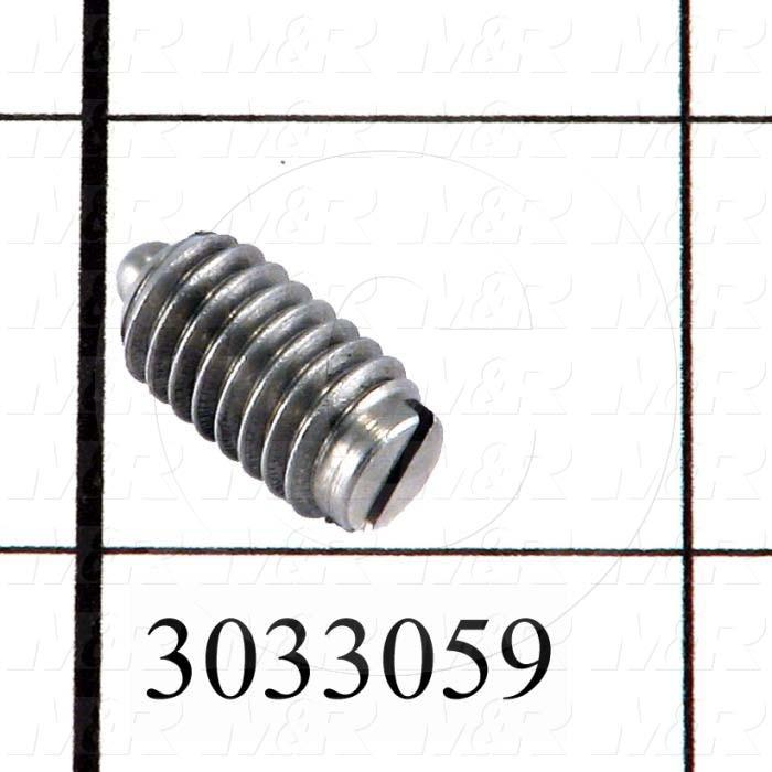 Spring Plungers, Ball Nose, 5/16-18 Thread Size, Stainless Steel Material, 0.562" Thread Length, 0.646" Overall Length